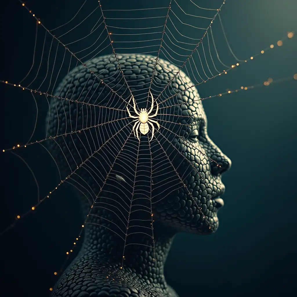 Spider web in mind to indicate mental illness