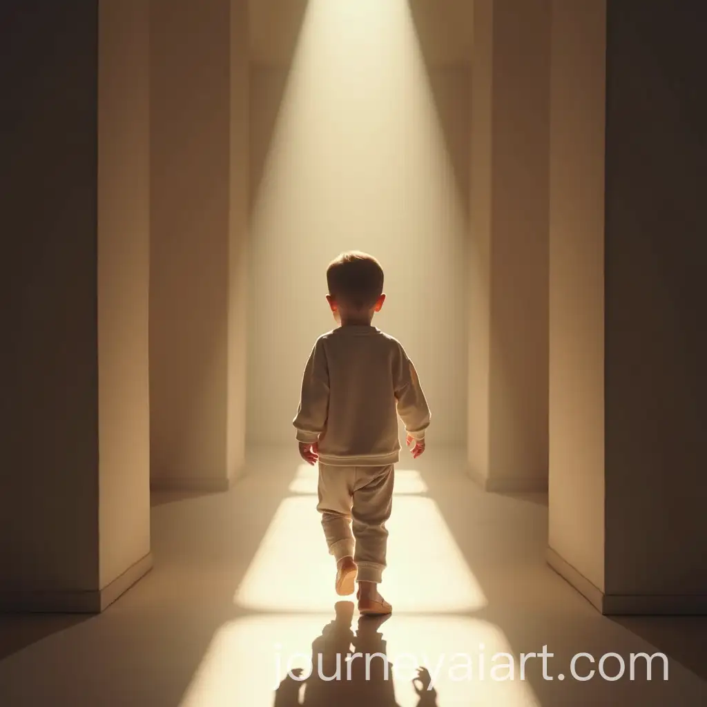 Cute-4Foot-Tall-Boy-Walking-in-a-WellLit-Hallway