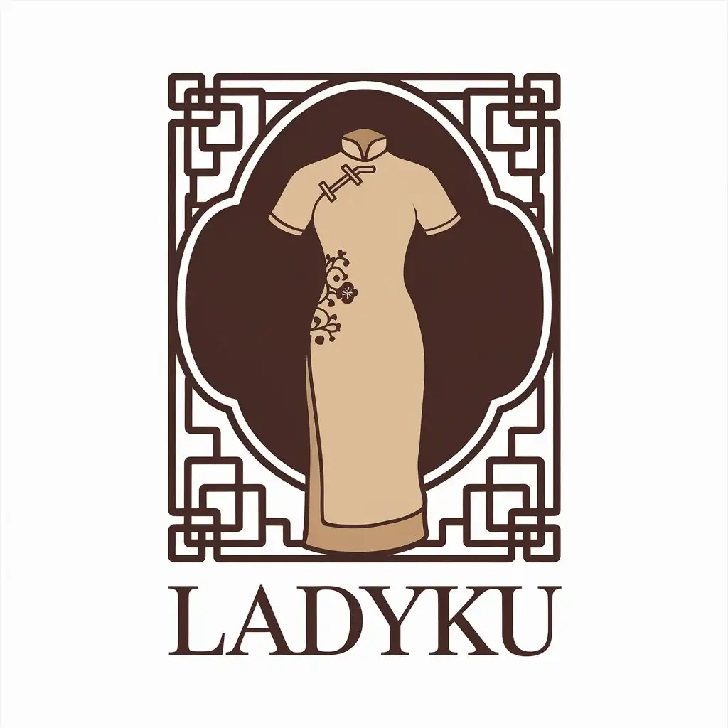 a vector logo design,with the text "LadyKu", main symbol:Qipao,Moderate,be used in Retail industry,clear background