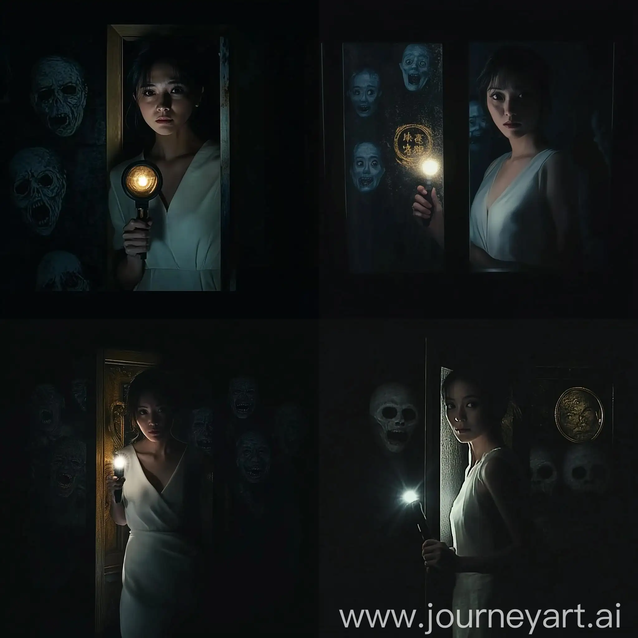 Elegant-Japanese-Woman-Confronting-Ghosts-in-a-Dark-Cinematic-Art-Style