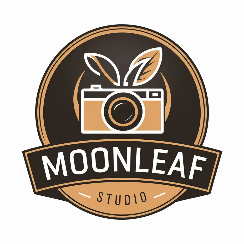 LOGO Design for Moonleaf Photography Nature Symbol with Green Leaf and Camera Theme