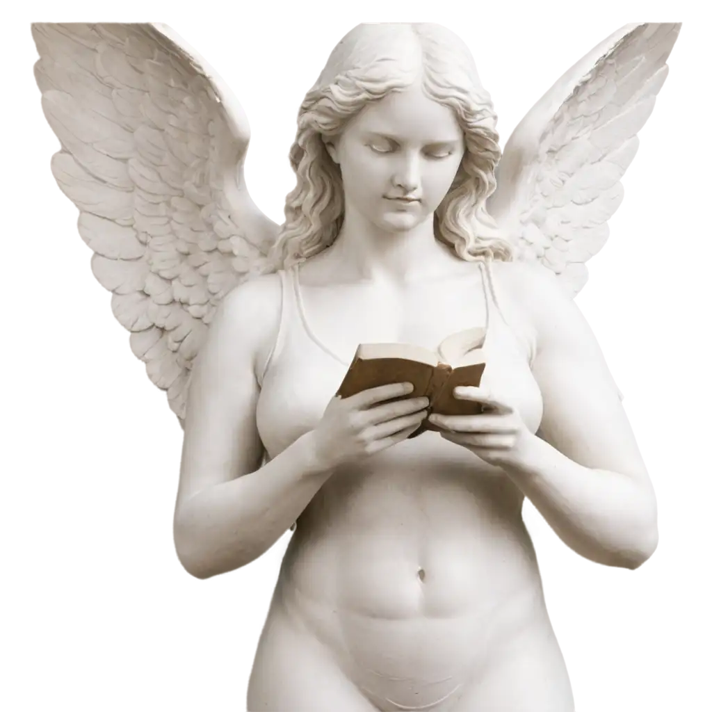 Elegant-Angel-Statue-Reading-HighQuality-PNG-for-Art-and-Design