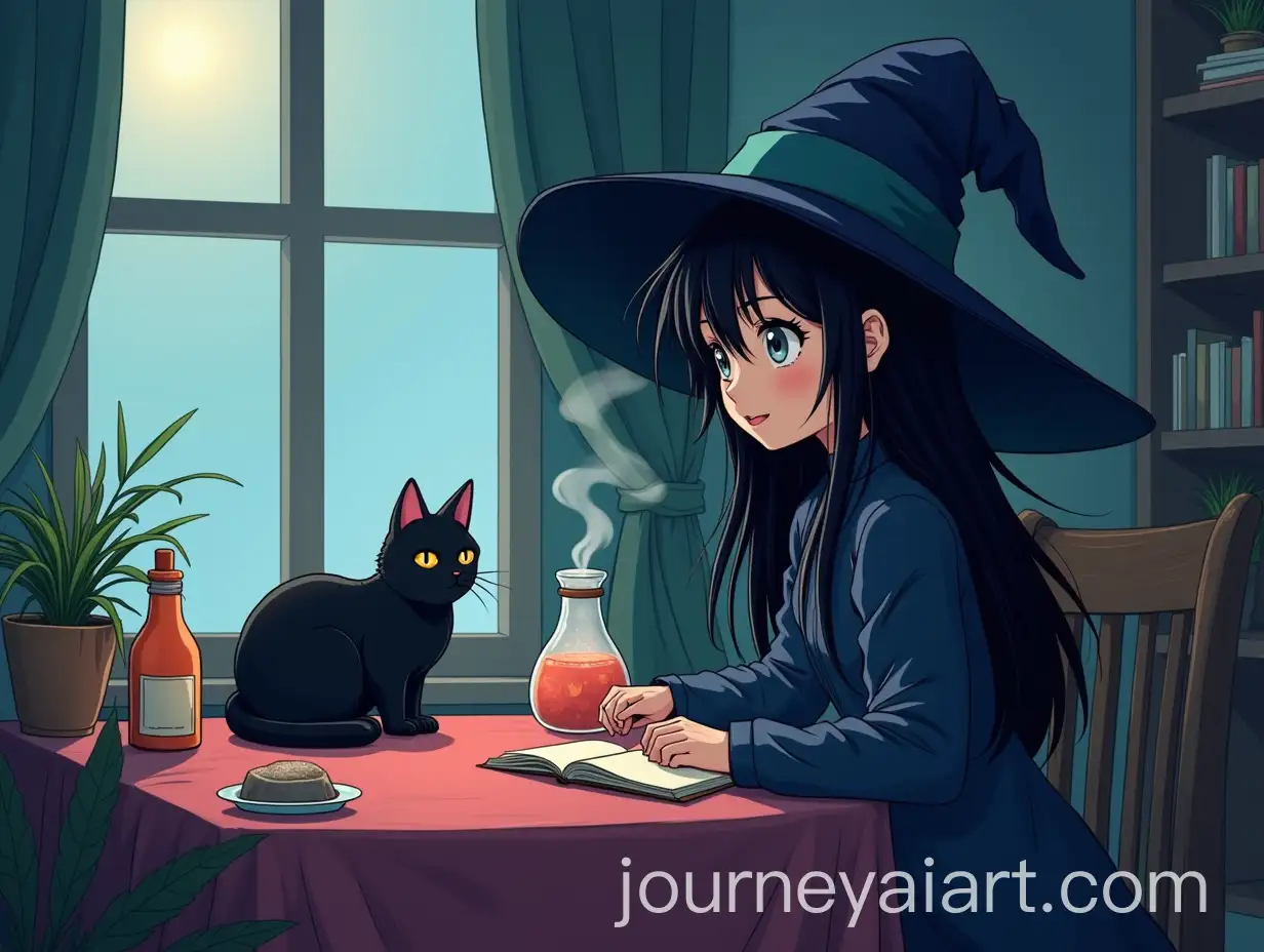 Teenage-Witch-Brewing-Potions-and-Listening-to-Music-in-a-Cozy-Witchy-Room