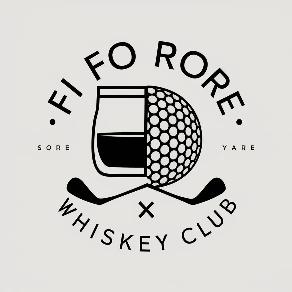 LOGO Design For FI FO RORE Whiskey Club Half Whiskey Glass Golf Ball with Crossed Golf Clubs