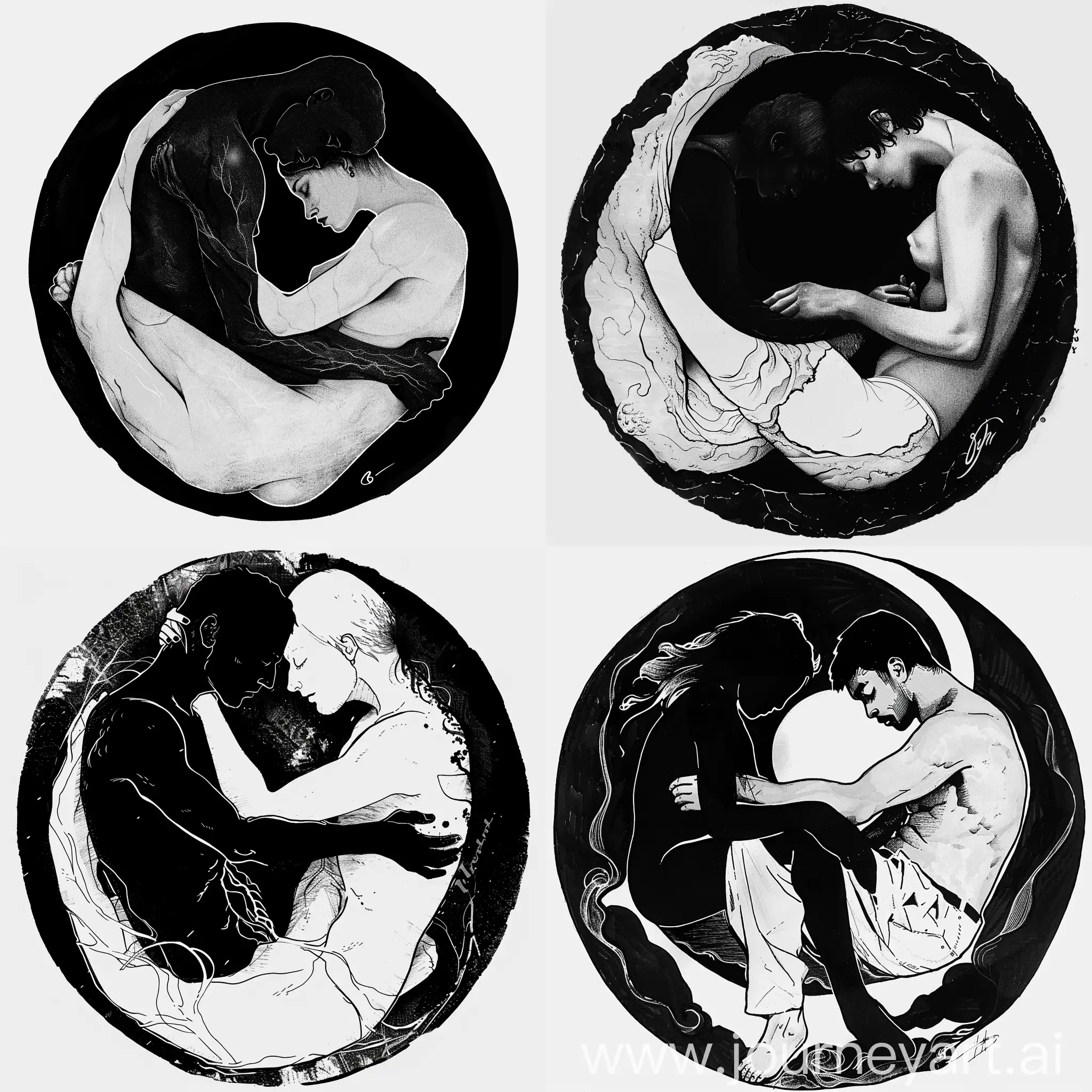 YinYang-Style-Couple-Embrace-in-Monochrome-Art