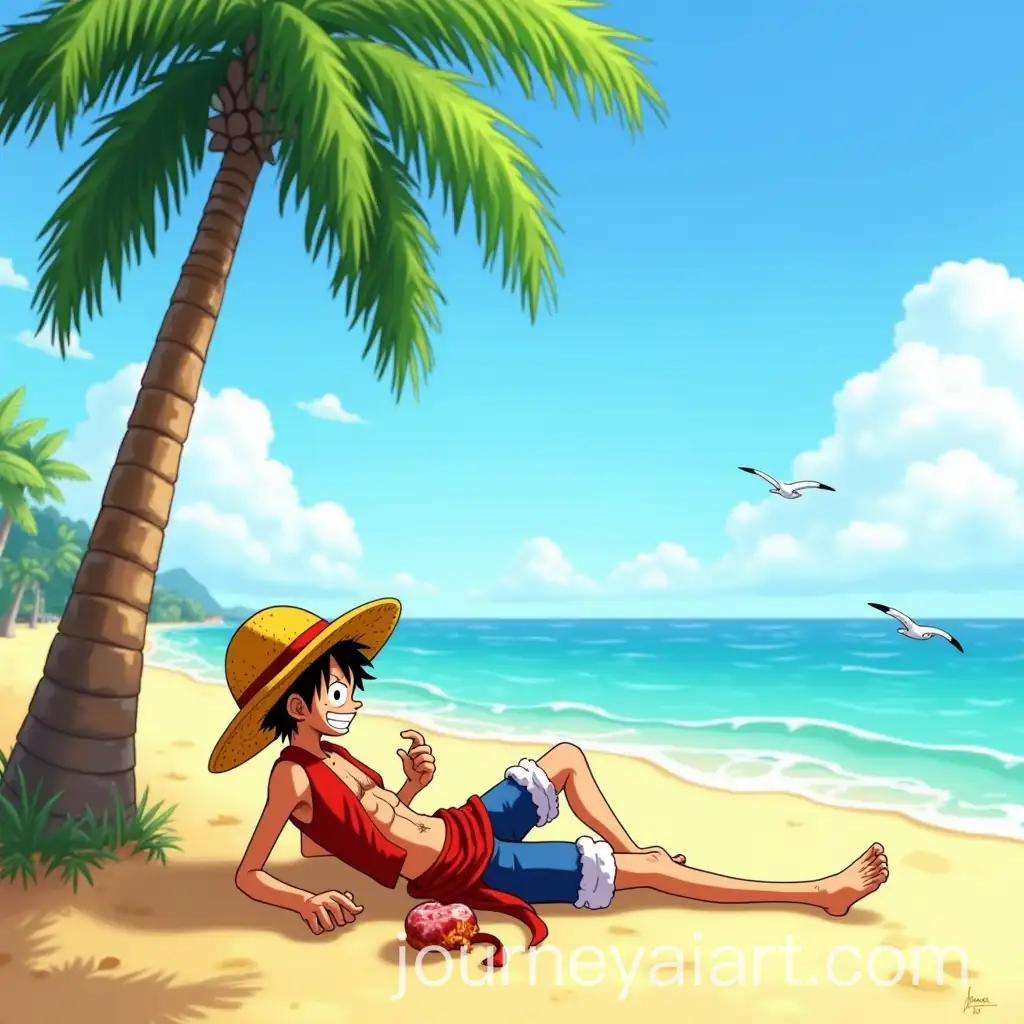 Pirate-King-Luffy-Relaxing-on-Alabastas-Golden-Sands