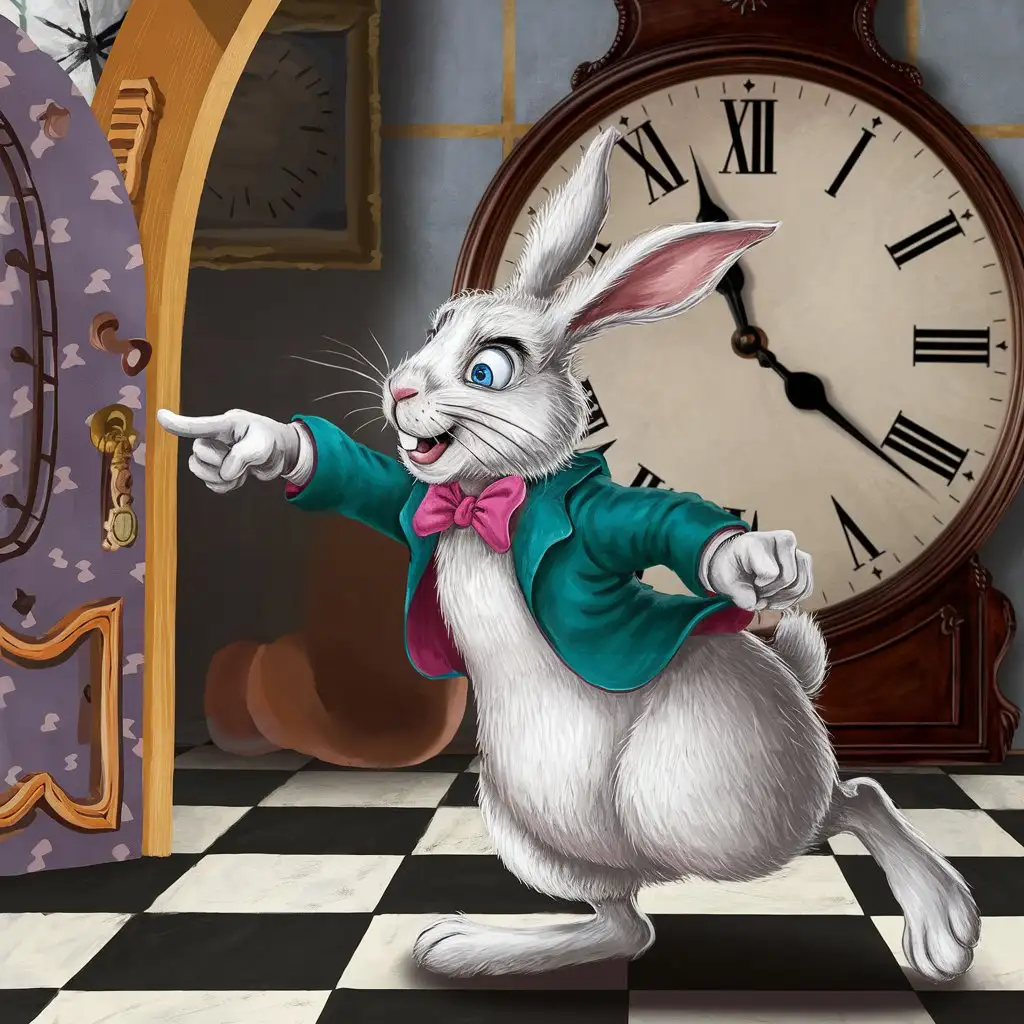 Alice-in-Wonderland-Rabbit-Evicts-Guest-with-Pointing-Paw