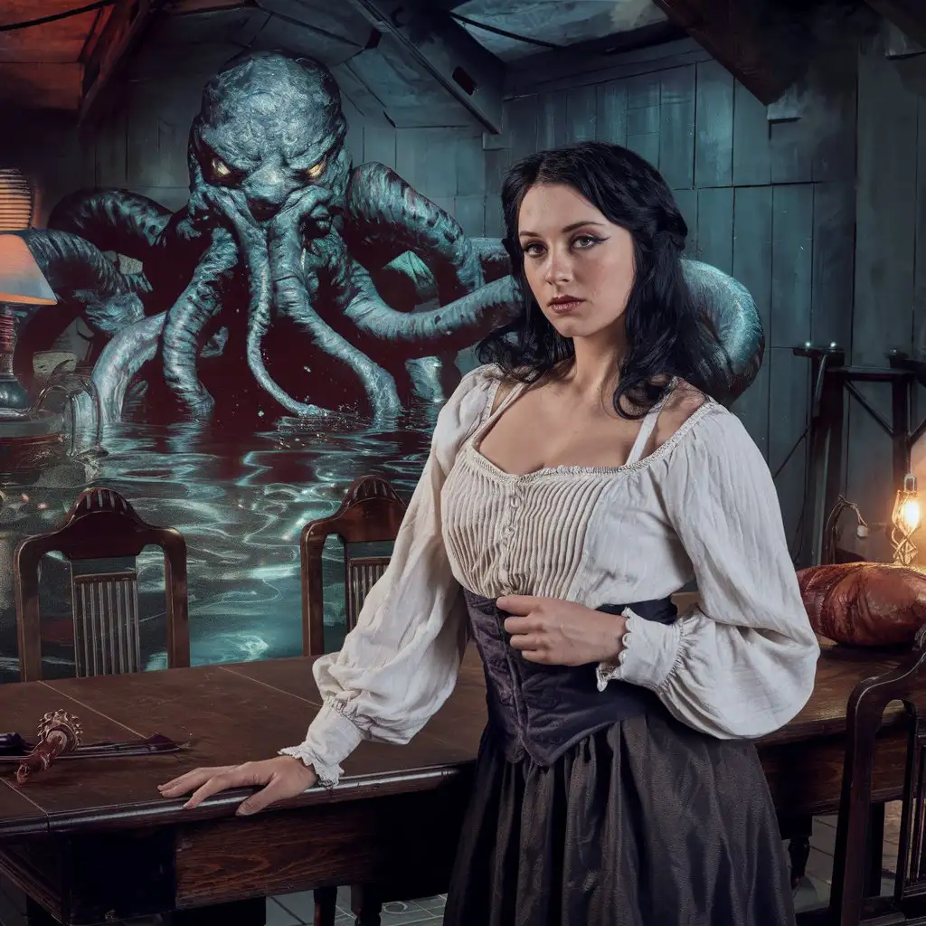 Gorgeous Young Woman Inspired by HP Lovecrafts Cthulhu Mythos