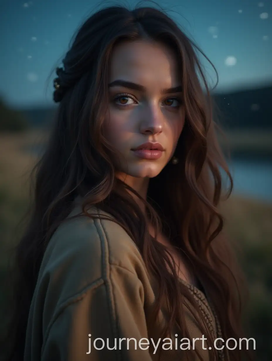 Young-Woman-in-Celtic-Clan-Clothes-Under-Starlit-Sky