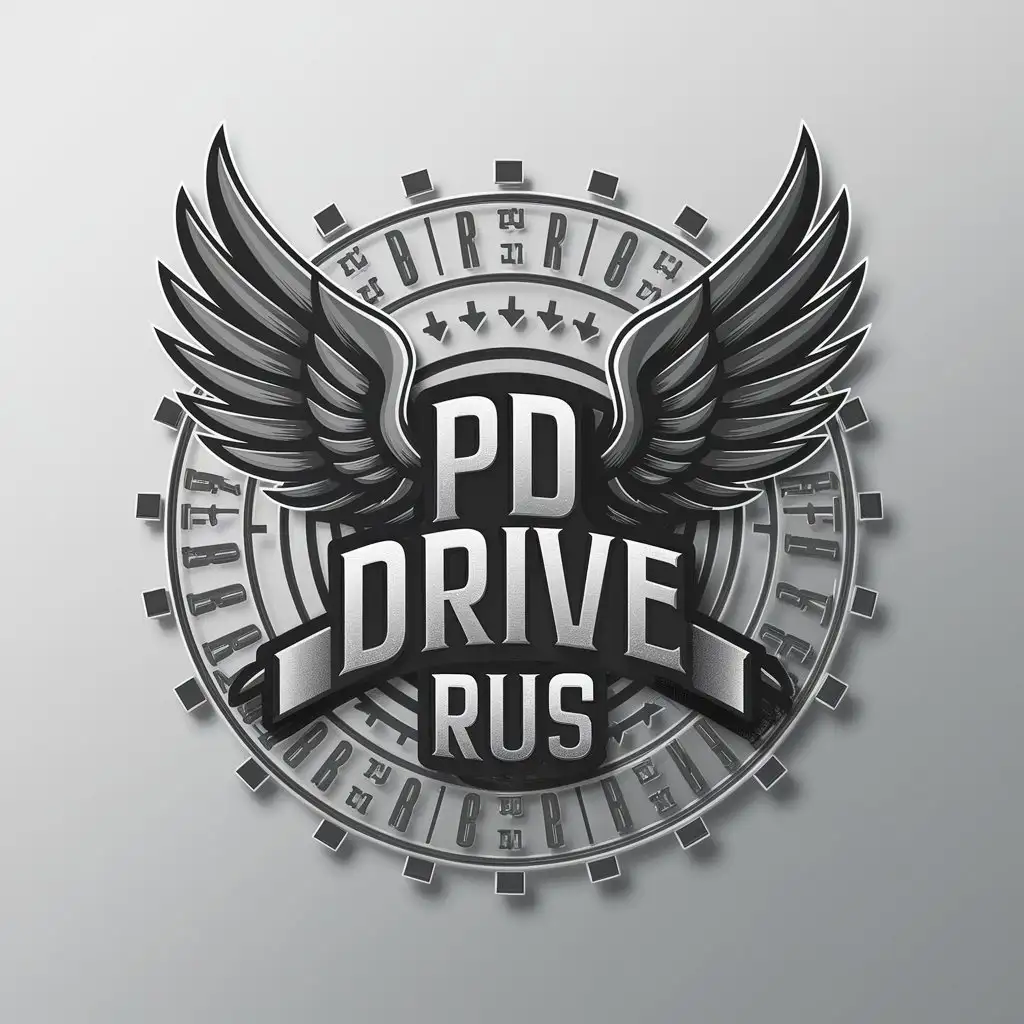 LOGO Design for PD Drive Rus Angel Wings Evil in 4K Realism Complex and Clear Background