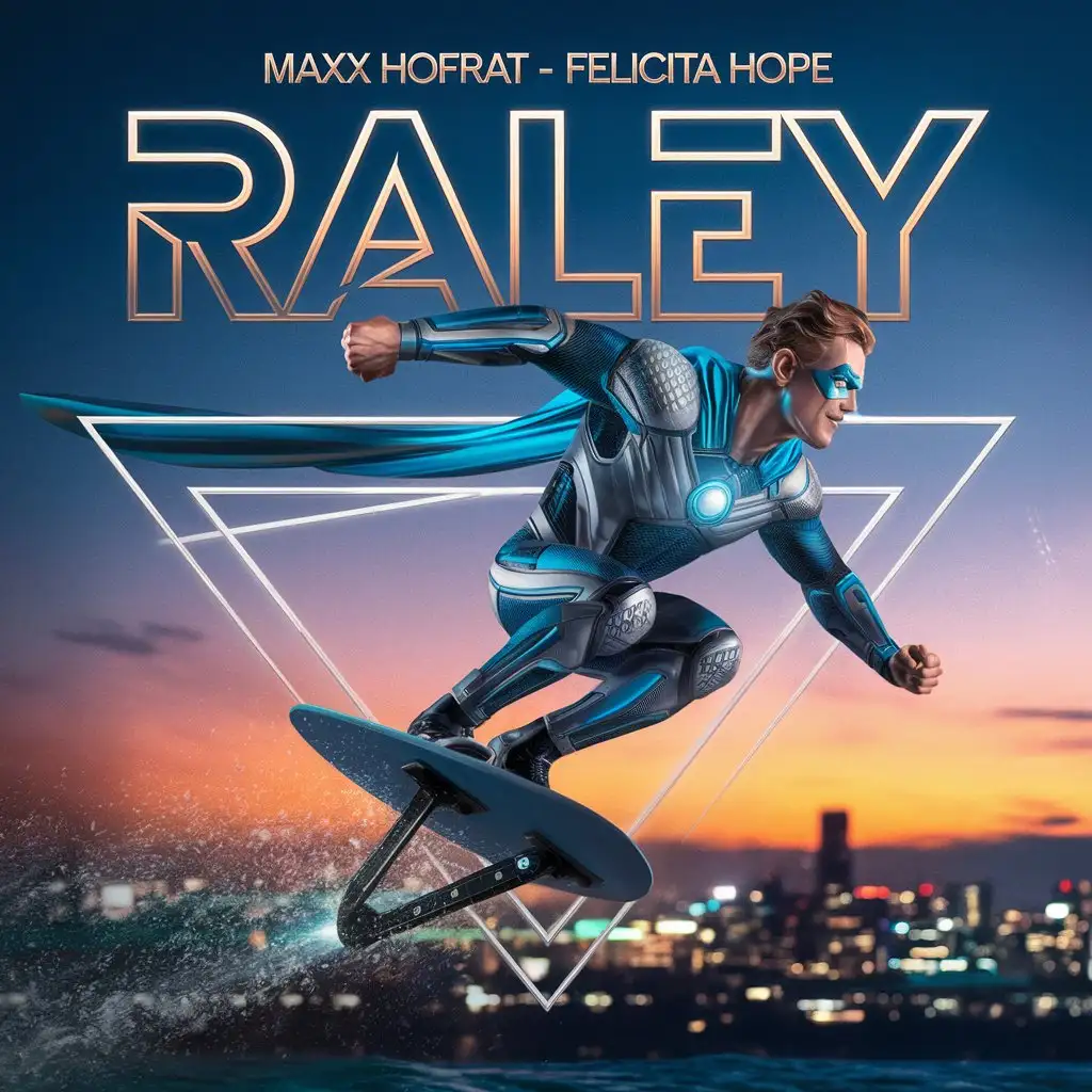 LOGO Design For MaXX Hofrat Felicita Hope Superhero Soaring in Sunset Sky with Wakeboard