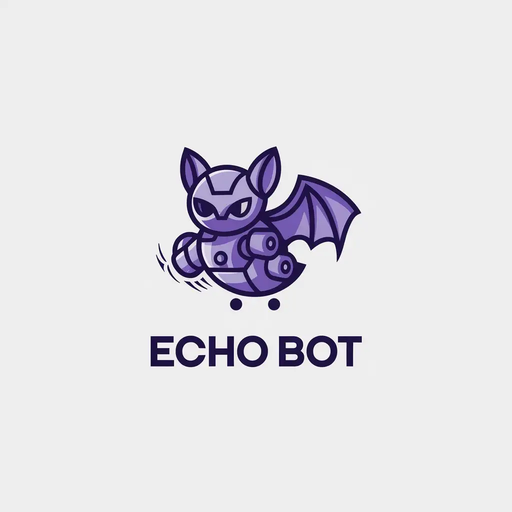 LOGO-Design-for-Echo-Bot-Mechanical-Purple-Bat-Echoing-in-Minimalistic-Style