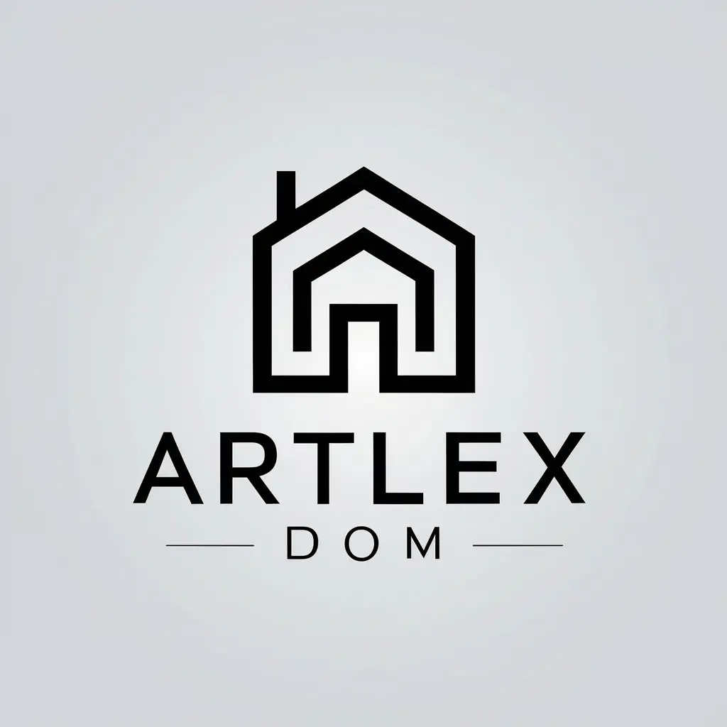 a vector logo design,with the text "Artlex DOM", main symbol:a symbol of a modern house or an abstract symbol representing the concept of modern construction.,Minimalistic,be used in Real Estate industry,clear background