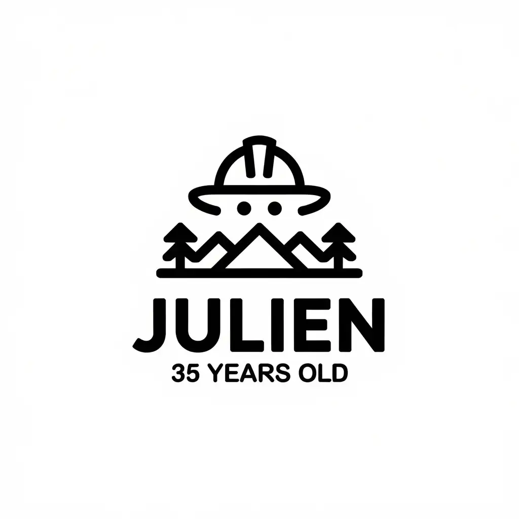 LOGO Design for Julien Fireman Helmet Mountains and Trees Theme for Restaurant Industry