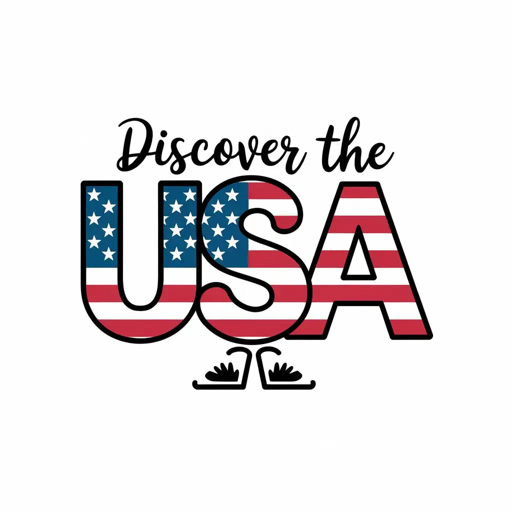 LOGO Design for Discover the USA Childlike Letters in USA Flag Colors with Clear Background