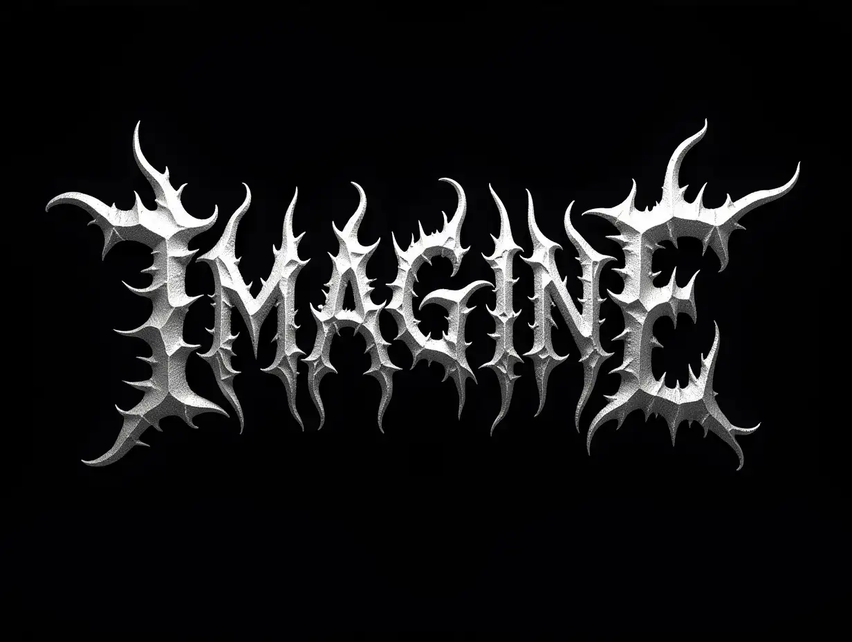 Ominous-Death-Metal-Band-Logo-with-Twisted-Gothic-IMAGINE-in-White-on-Black-Background