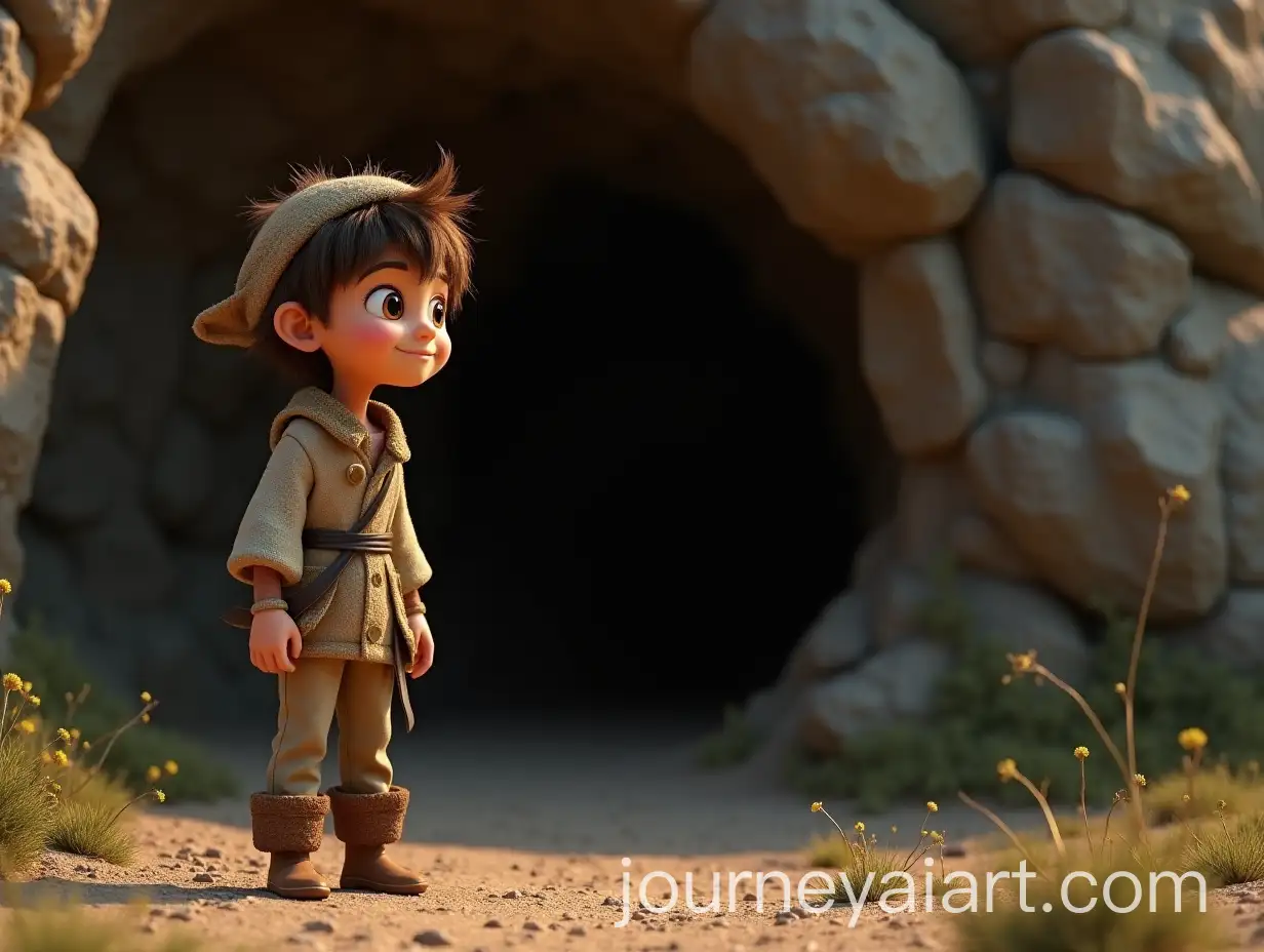 Young-Adventurer-at-Hidden-Mountain-Cave-Entrance