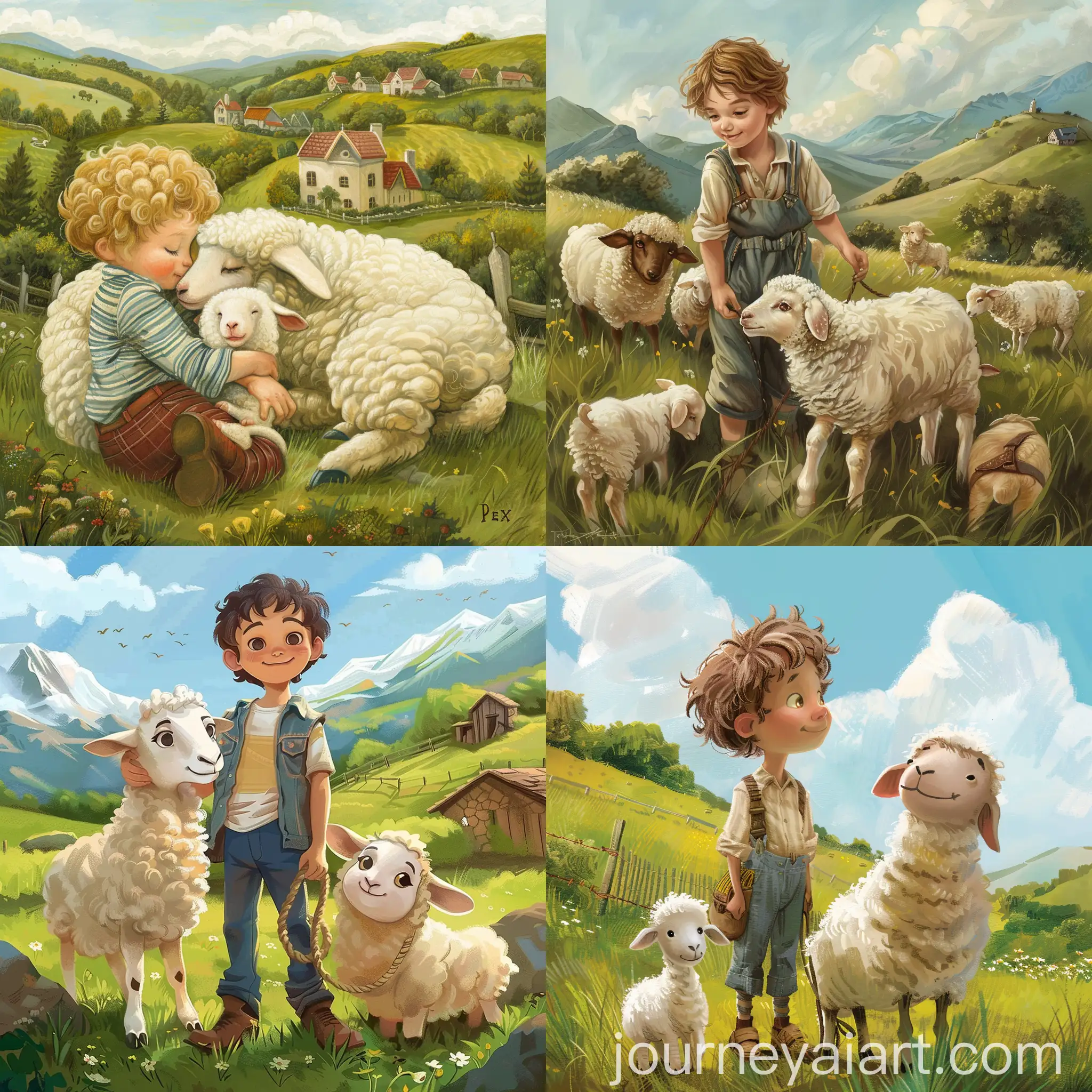 Young-Shepherd-Boy-Leading-Sheep-in-Lush-Green-Meadows