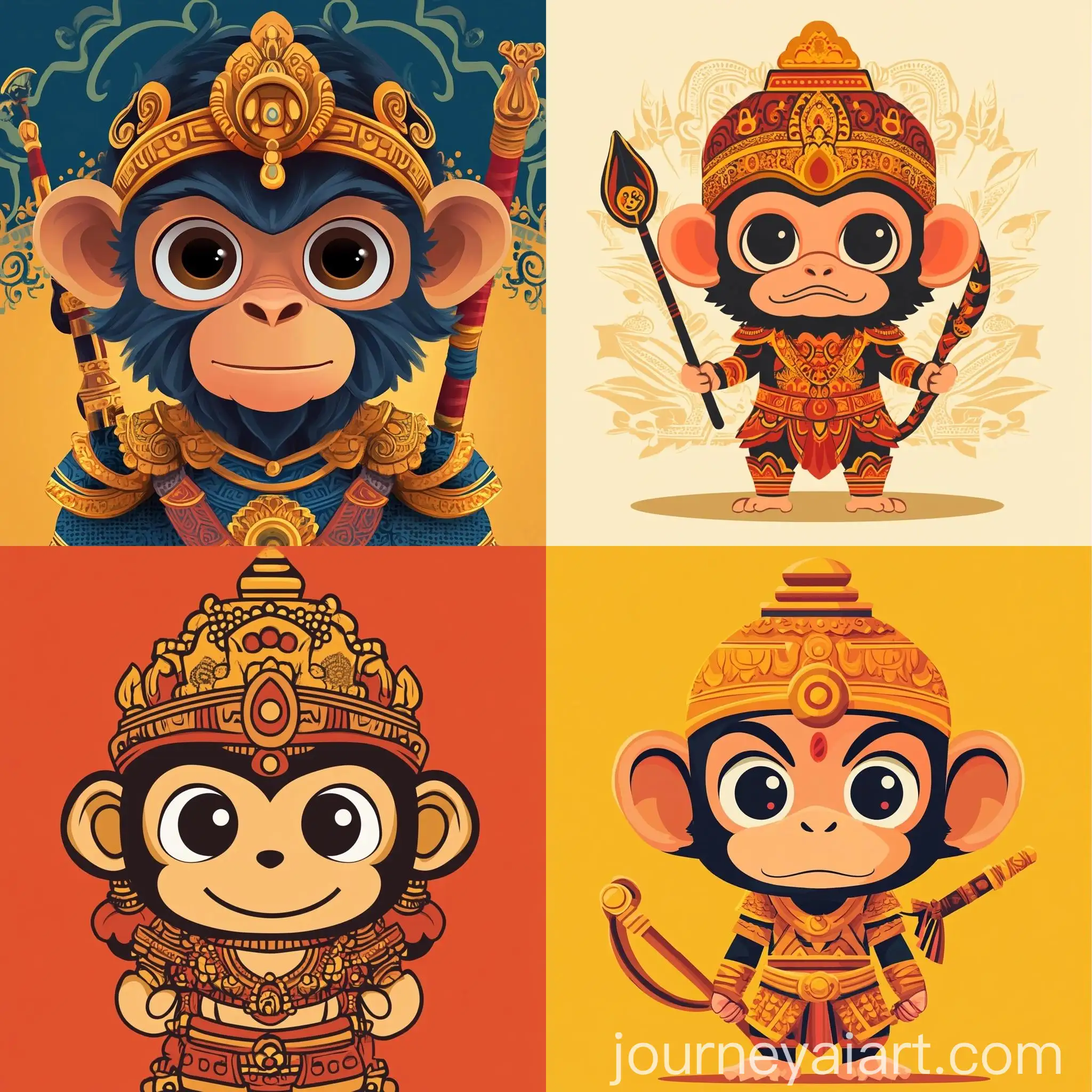 Courageous-Hanoman-Cartoonish-Hindu-Monkey-Warrior-Illustration