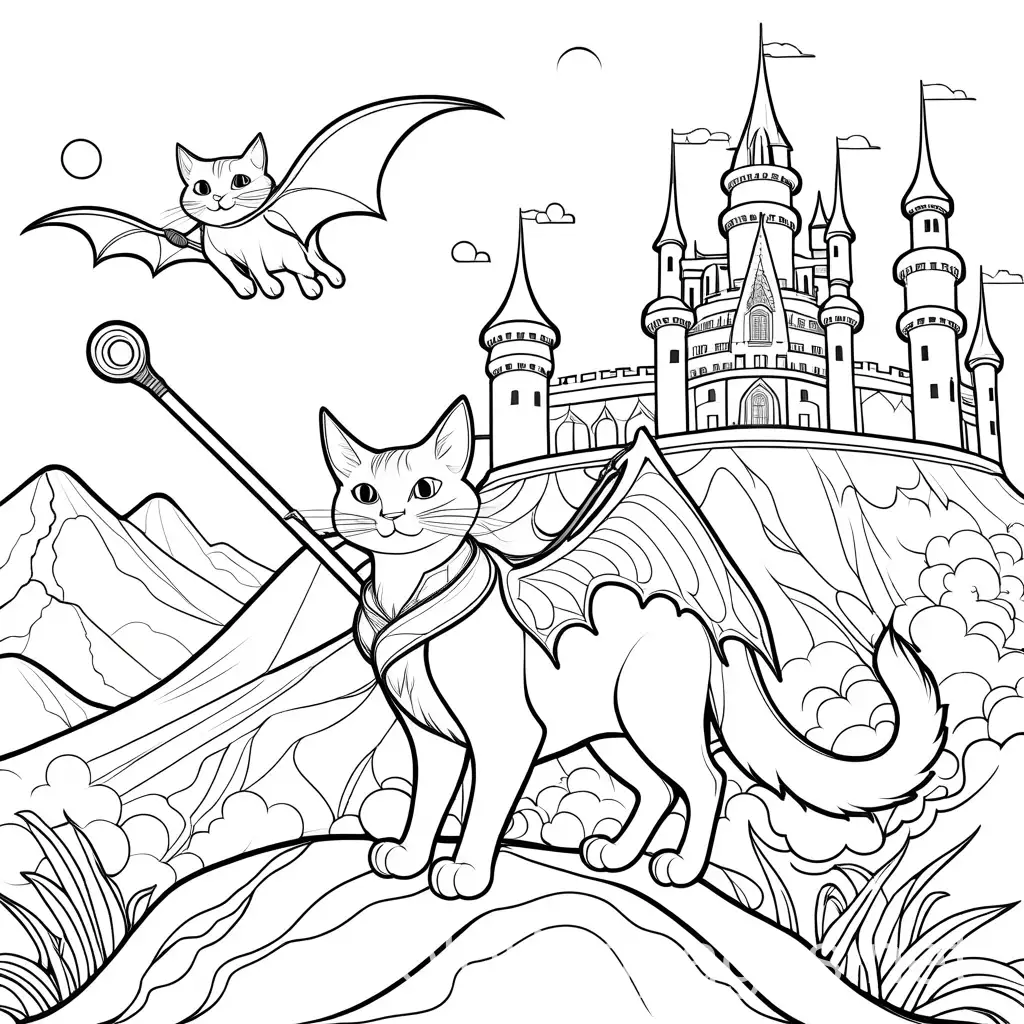 Cat-Wizard-Riding-Dragon-Coloring-Page