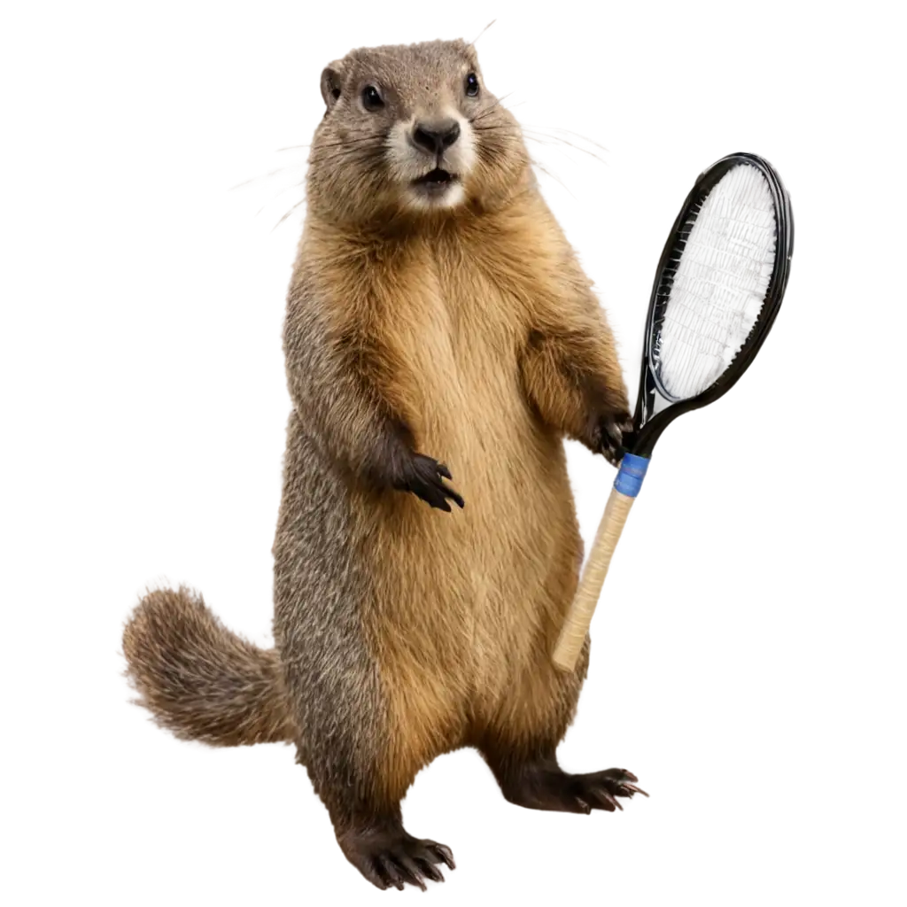 Marmot playing tennis