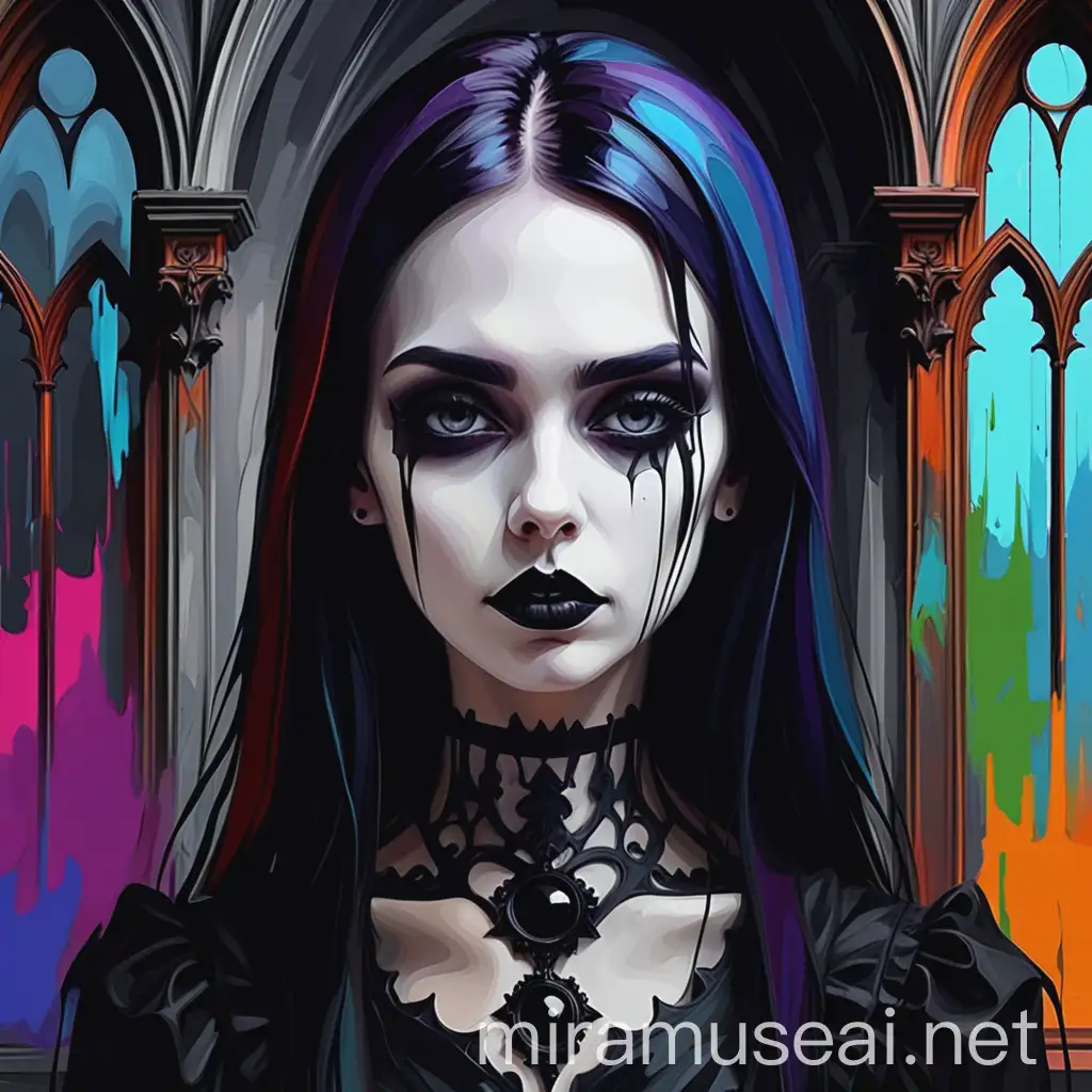 Gothic Abstract Portrait of a Woman in a Dreamlike House Setting