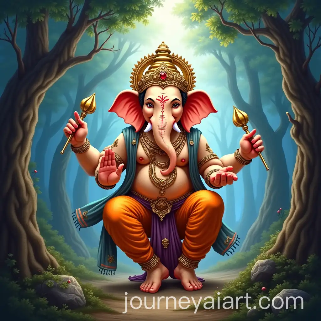Lord-Ganeshas-Majestic-Entrance-in-the-Forest-with-Vyasa