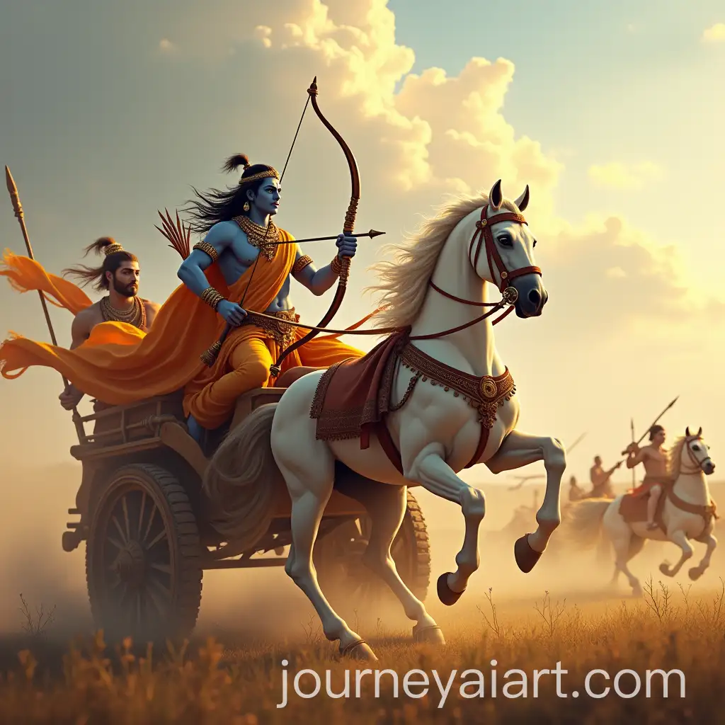 Epic-Battle-Scene-Krishna-Riding-Chariot-with-Arjuna-and-White-Horse