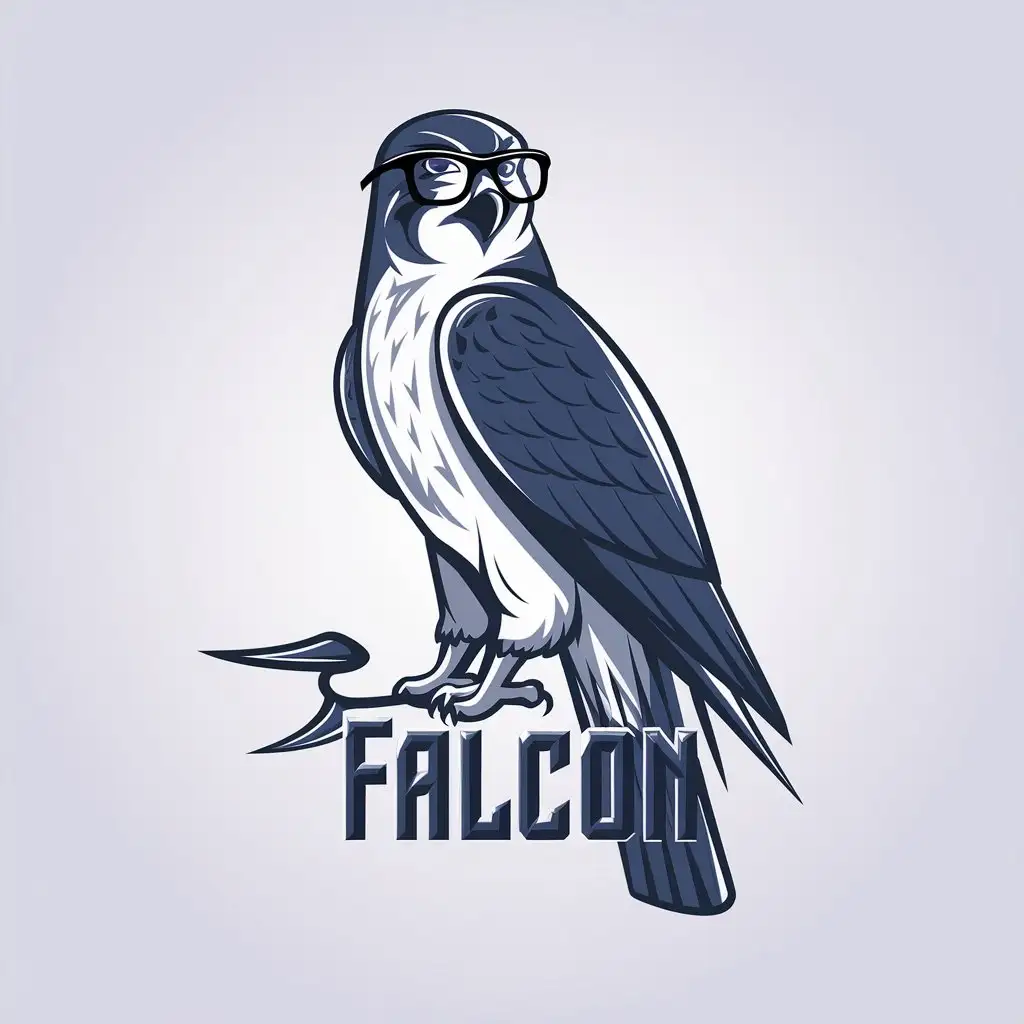 LOGO Design for Falcon Dark Blue Falcon with Glasses and Modern Style