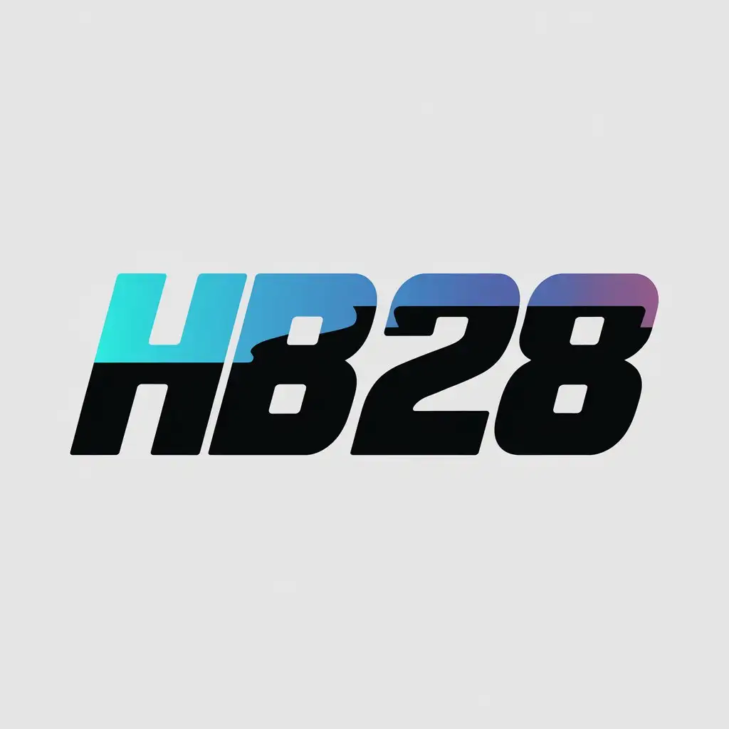 LOGO Design for HB28 Bold Motorsports Font with Bright Blue Black and White Gradient for Sports Fitness Industry