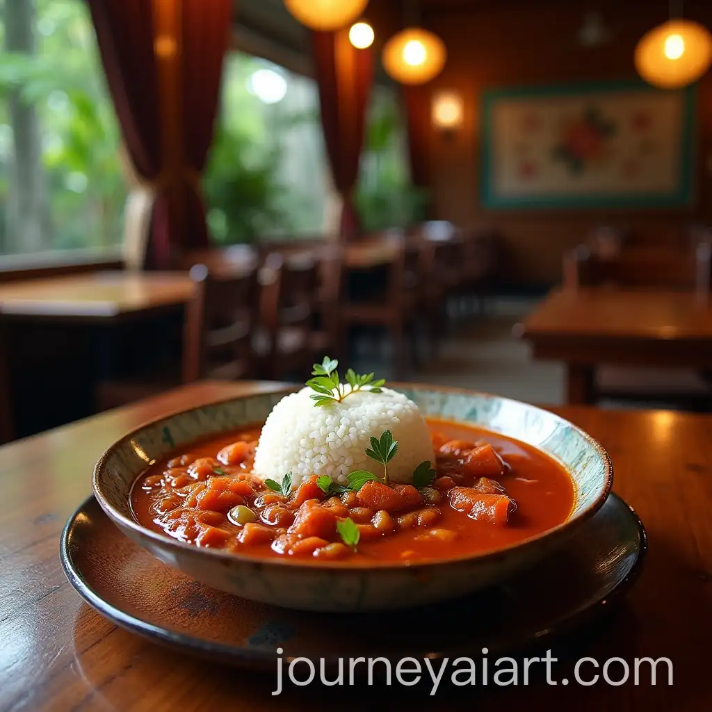 Cozy-Indonesian-Restaurant-Serving-Spicy-Sambal-Ndower-and-Steaming-White-Rice