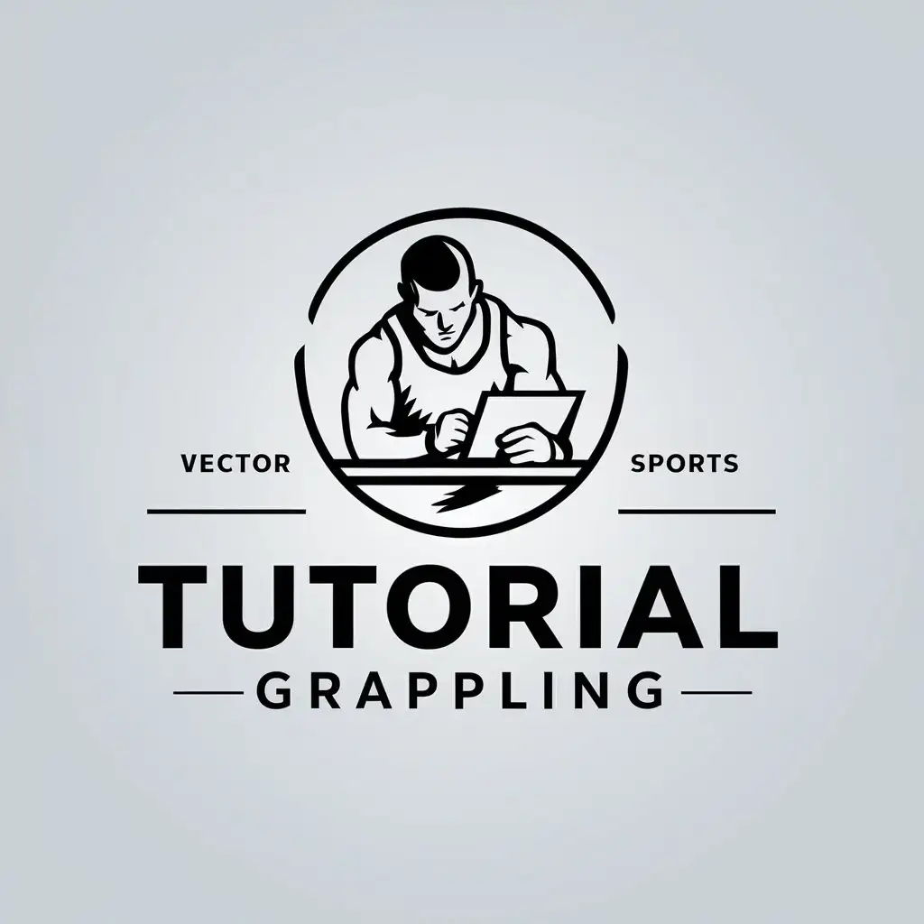 a vector logo design,with the text "Tutorial Grappling", main symbol:The wrestler is studying,Moderate,be used in Sports Fitness industry,clear background