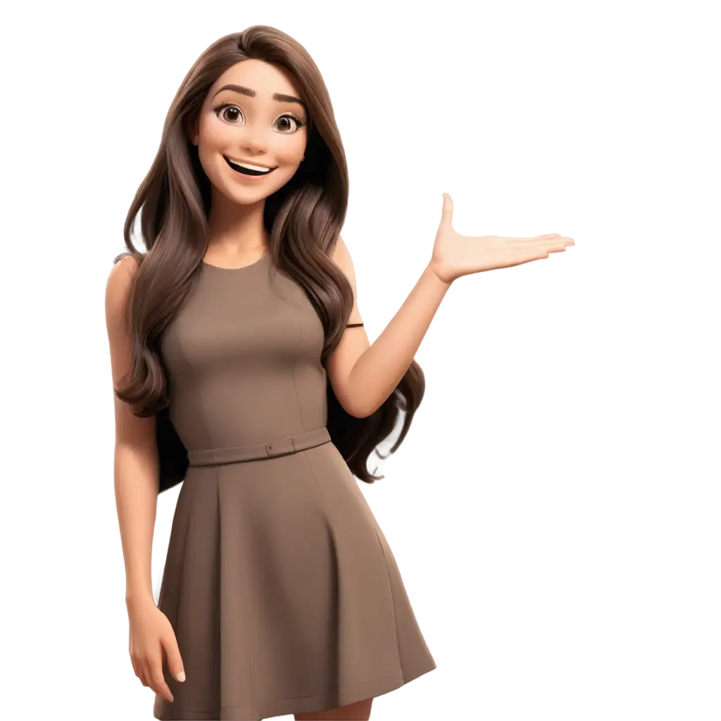 Cheerful-Cartoon-Lady-with-Long-Brown-Hair-and-Brown-Eyes-HighQuality-PNG-Image