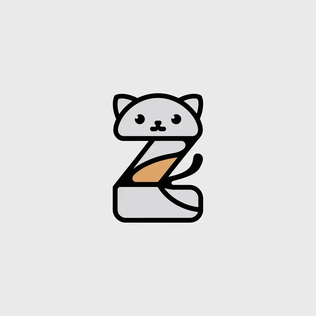 LOGO Design for Z Cute Minimalistic Cat Symbol with Clear Background