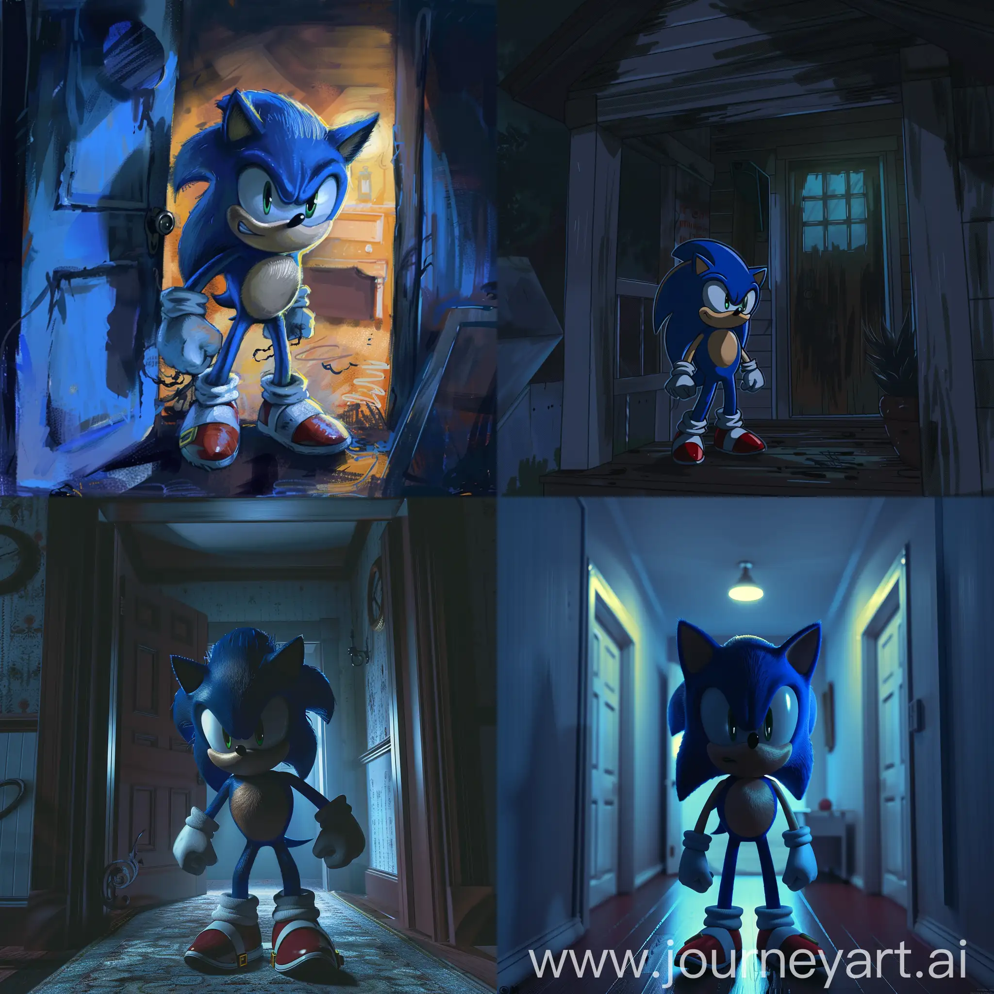 Creepy-Sonic-the-Hedgehog-Stands-by-Doorway-in-Night-Scene