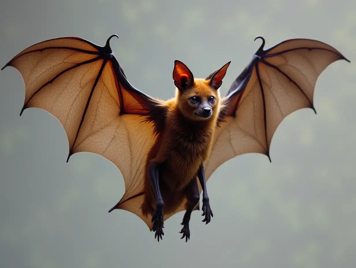 Bat flying isolated on transparent background. Lyle's flying fox