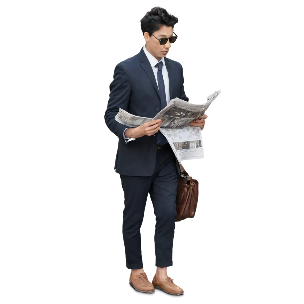 Person-Reading-Newspaper-on-the-Road-HighQuality-PNG-Image-for-Diverse-Applications