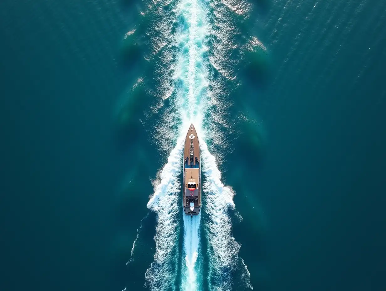 top view of a wave trail only  for ship