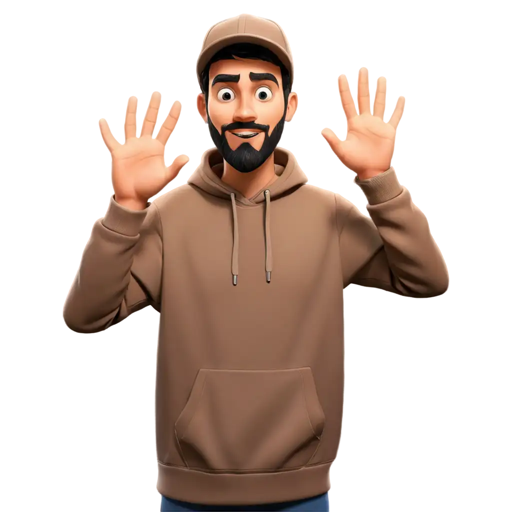 Scared-Cartoon-Male-Character-with-Mustache-and-Hoodie-PNG-Image