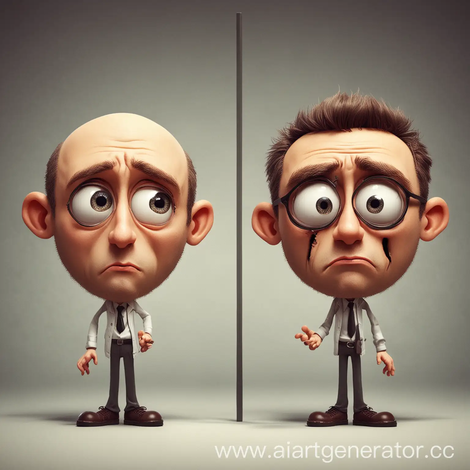 Cartoon-Illustration-of-Split-Personality-Theme