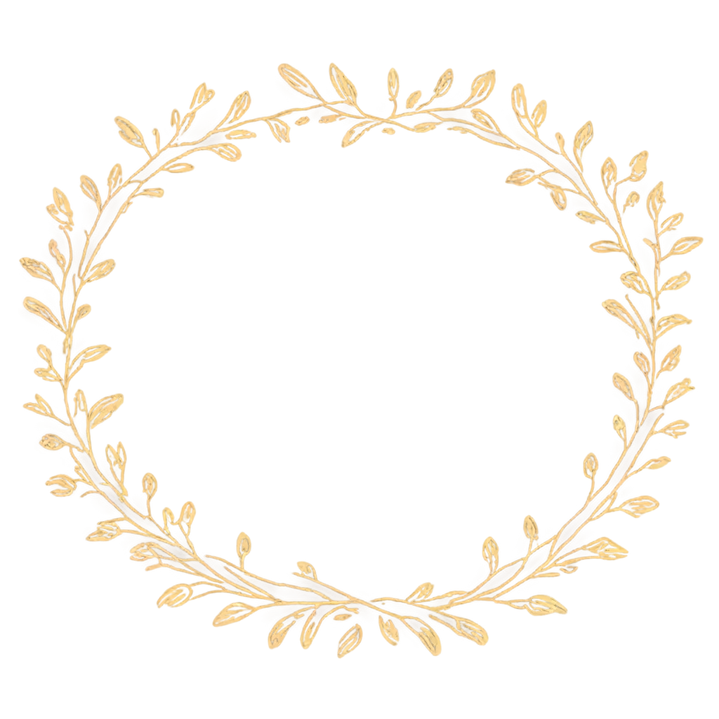 Circular-Golden-HandDrawn-Floral-Frame-PNG-Enhance-Your-Designs-with-Elegant-Borders