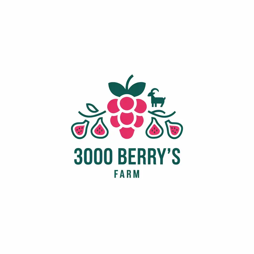 LOGO Design for 3000 Berrys Farm Raspberry Figs Goat and House with Minimalist Theme