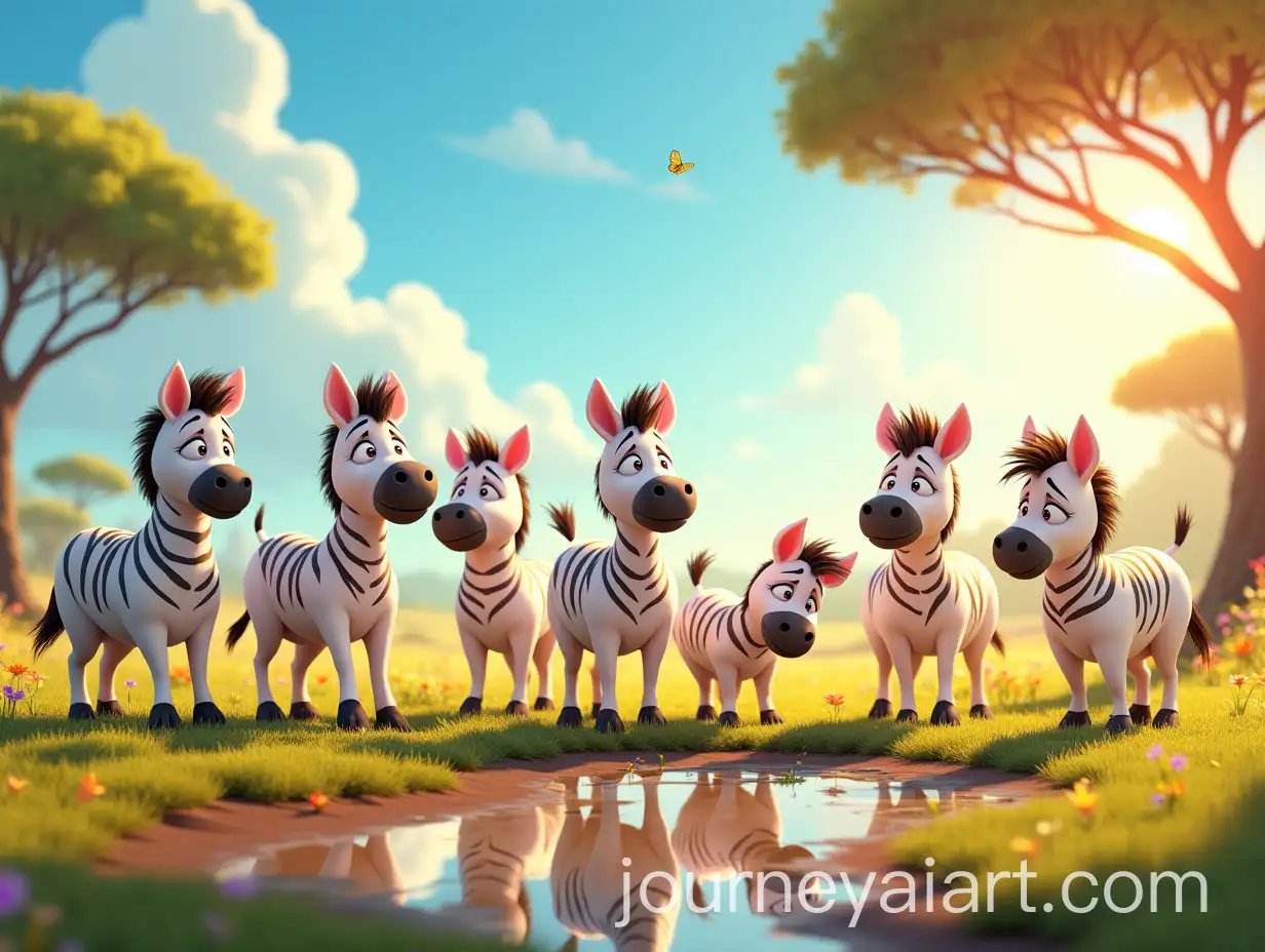 Sad-Zebras-in-a-Colorful-Savanna-with-Lost-Stripes
