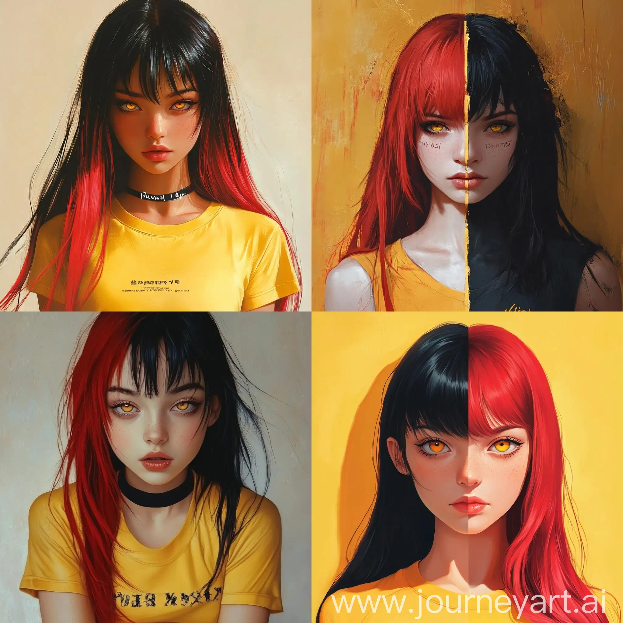 Masterpiece-Illustration-of-a-Girl-with-Red-and-Black-Hair-in-Sports-Attire