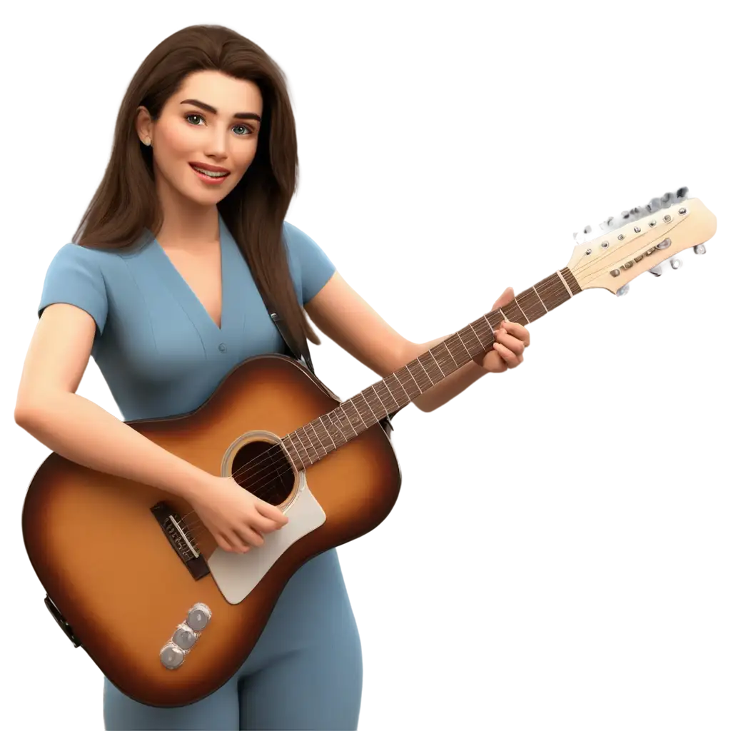 Pretty-Woman-Singing-and-Playing-Guitar-in-3D-PNG-HighQuality-Image-for-Multiple-Uses