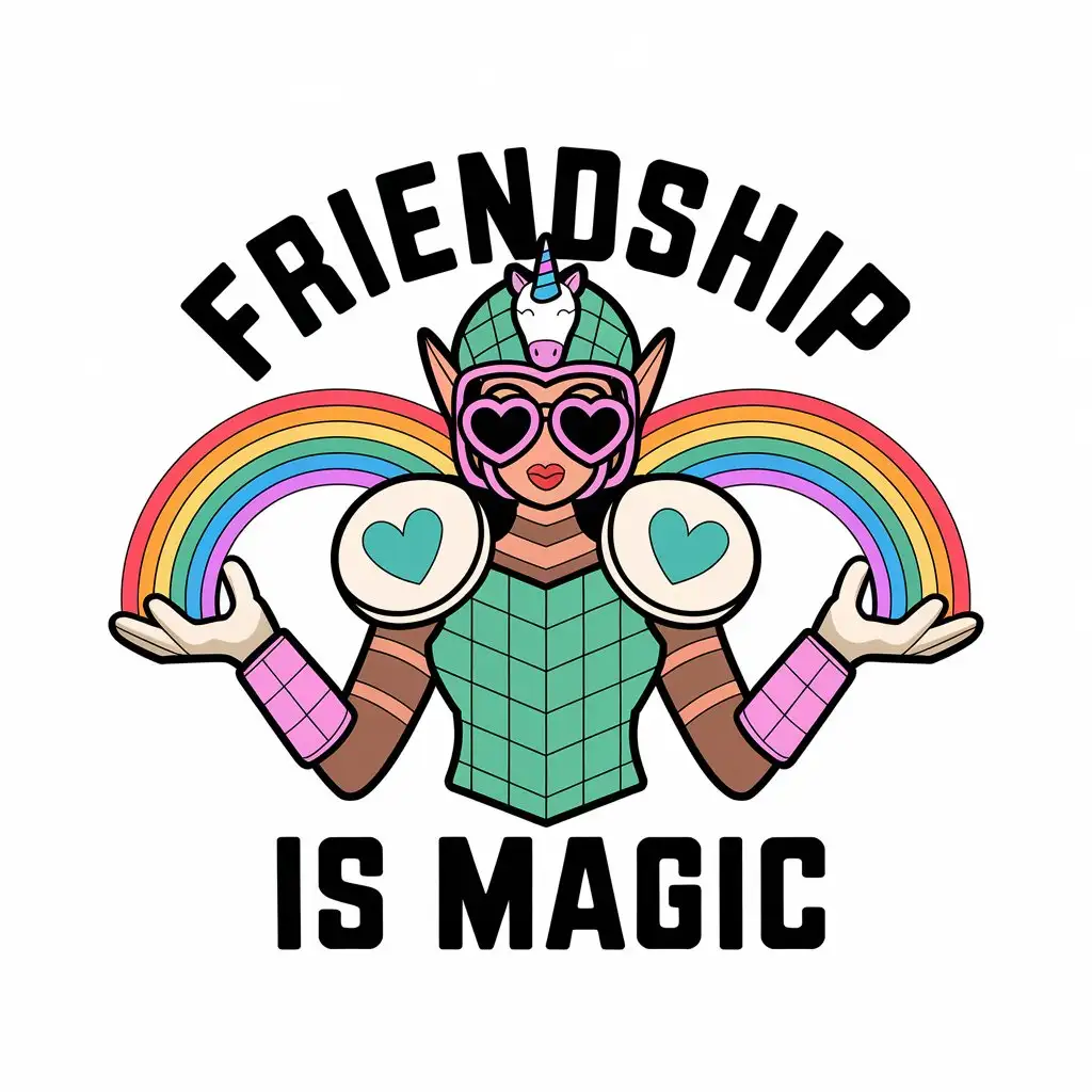 LOGO Design for Friendship is Magic Bloodbowl Female Elf with Rainbow and LoveHeart Details