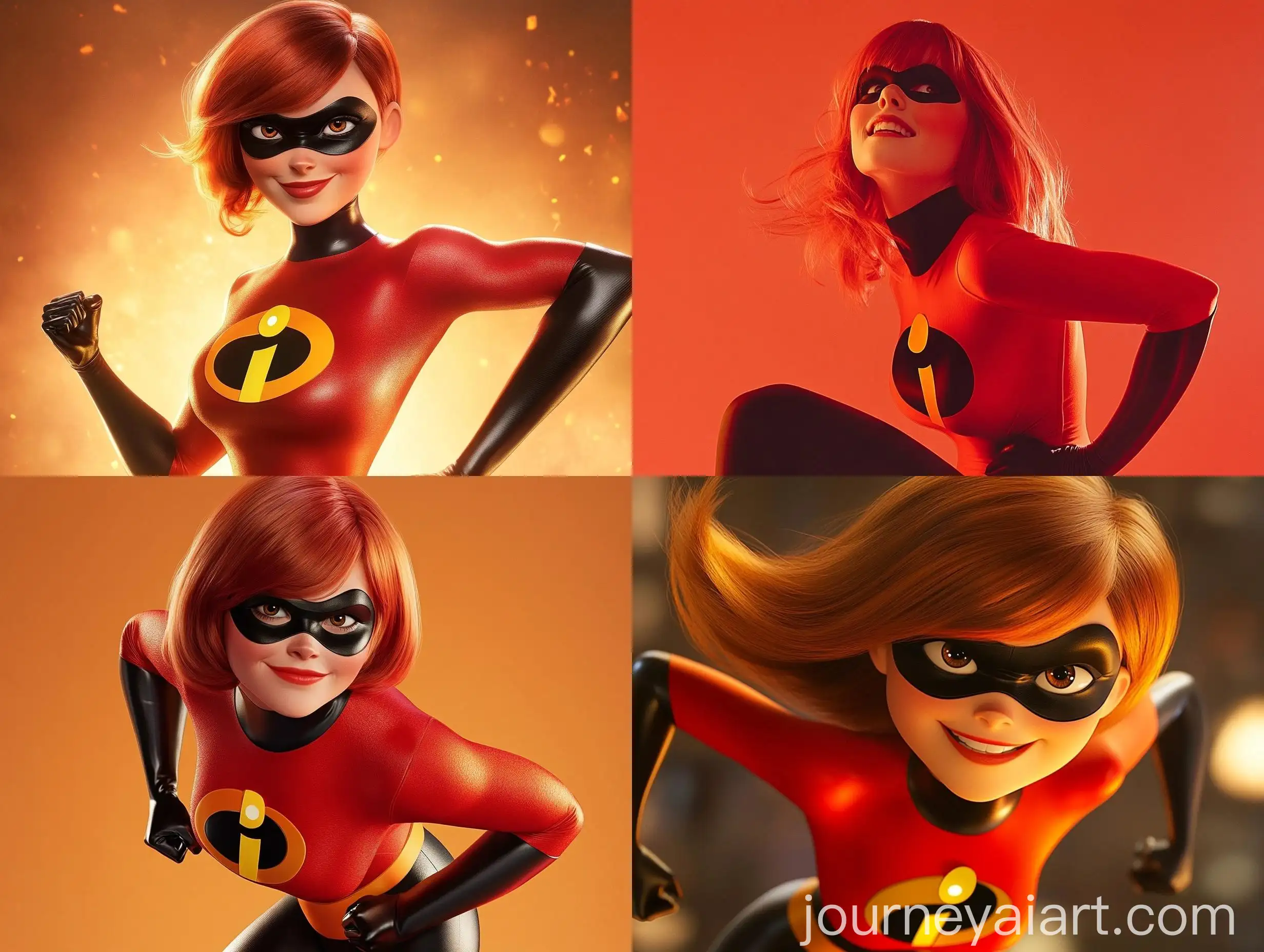 Hayley-Williams-in-Incredibles-Outfit-Heroic-Pose-and-Smiling
