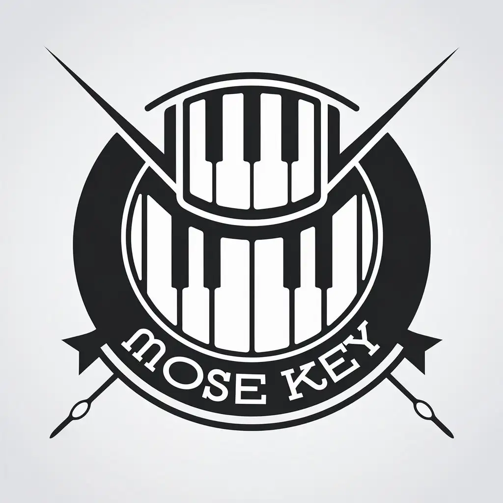 LOGO Design for Moses Key Bold Typography with Drum Keyboard BlackandWhite Musical Theme