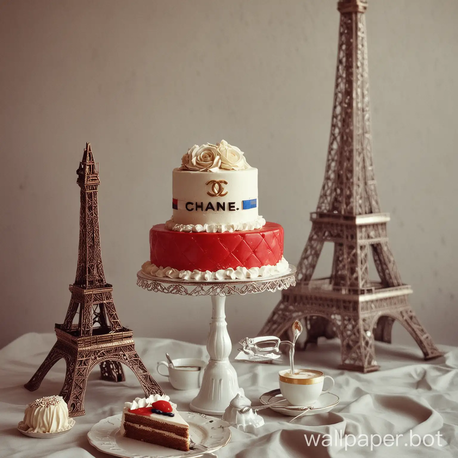 coofe,cake.tower eifeell,french flag,chanel,luxo