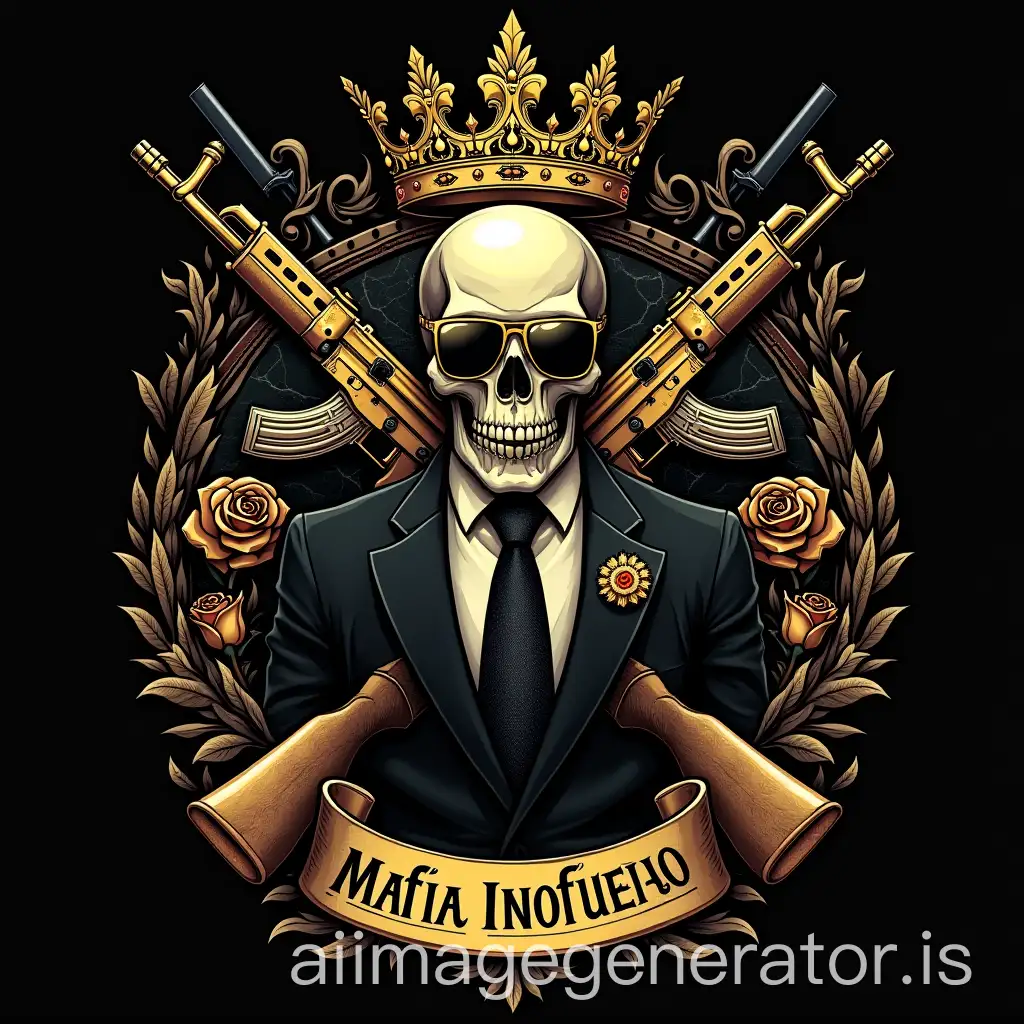 LuxuriousAI-Art-Prompt-Expansion-Mexican-Mafia-Coat-of-Arms-with-Skull-AK47s-and-Gold-Accents